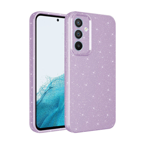 Galaxy S24 Kılıf Kamera Korumalı Simli Lüks Zore Koton Kılıf - Lila