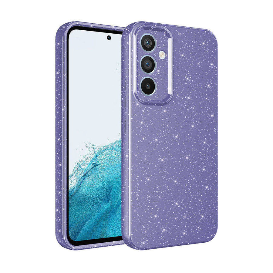 Galaxy S24 Kılıf Kamera Korumalı Simli Lüks Zore Koton Kılıf - Mor