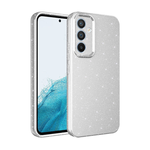Galaxy S24 Kılıf Kamera Korumalı Simli Lüks Zore Koton Kılıf - Gümüş