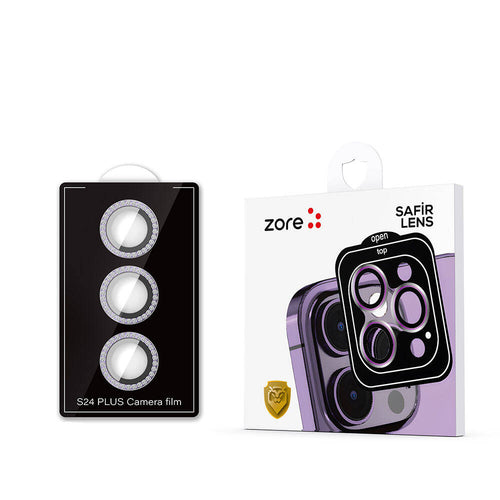 Galaxy S24 Plus Zore Diamond Kamera Lens Koruyucu Cam Filmi - Mor