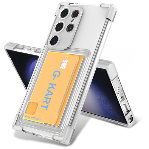 Galaxy S24 Ultra Kılıf Airbag Tasarımlı Şeffaf Kartlıklı Zore G-Kart Kılıf - Renksiz
