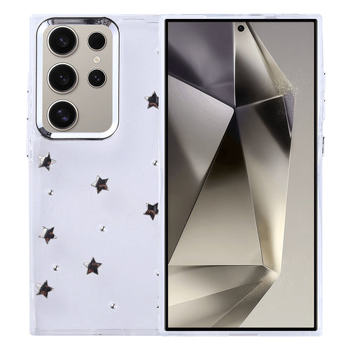 Galaxy S24 Ultra Kılıf Airbag Tasarımlı Simli Şeffaf Zore Kutup Kılıf - Yıldız