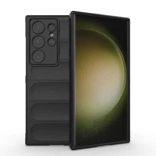 Galaxy S24 Ultra Kılıf Esnek TPU Oyuklu Arka Yüzey Tasarımlı Zore Etnik Silikon Kılıf - Siyah