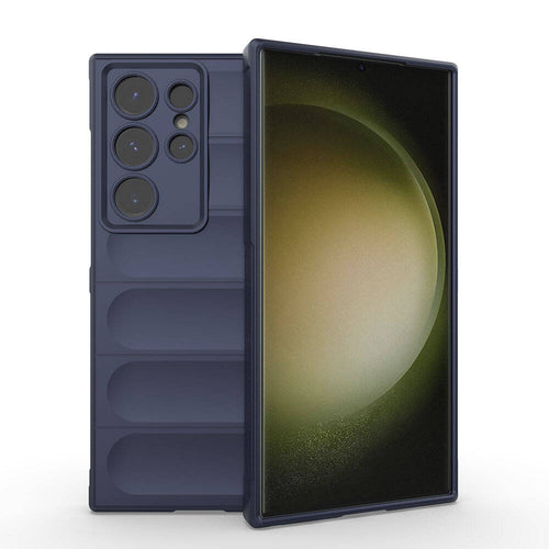 Galaxy S24 Ultra Kılıf Esnek TPU Oyuklu Arka Yüzey Tasarımlı Zore Etnik Silikon Kılıf - Lacivert