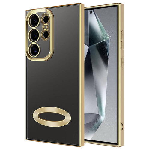 Galaxy S24 Ultra Kılıf Kamera Korumalı Logo Gösteren Zore Omega Kılıf - Gold