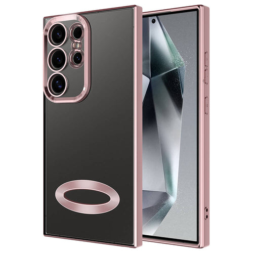 Galaxy S24 Ultra Kılıf Kamera Korumalı Logo Gösteren Zore Omega Kılıf - Rose Gold