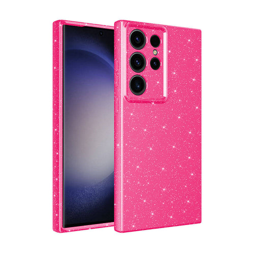 Galaxy S24 Ultra Kılıf Kamera Korumalı Simli Lüks Zore Koton Kılıf - Pembe Koyu