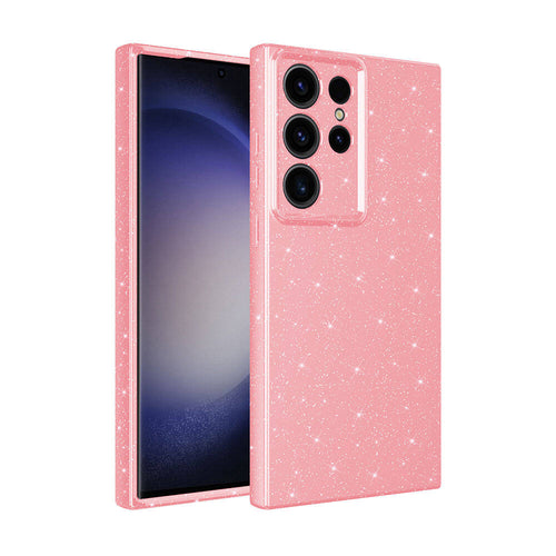 Galaxy S24 Ultra Kılıf Kamera Korumalı Simli Lüks Zore Koton Kılıf - Pembe
