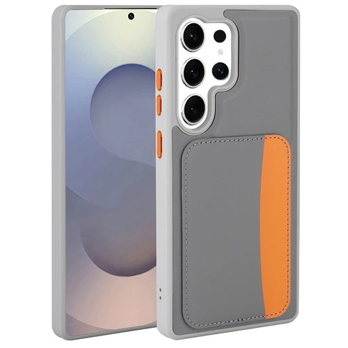 Galaxy S24 Ultra Kılıf Kartlıklı Zore X-Kart Silikon Kılıf - Koyu Gri