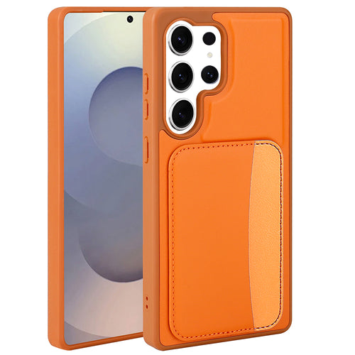 Galaxy S24 Ultra Kılıf Kartlıklı Zore X-Kart Silikon Kılıf - Turuncu