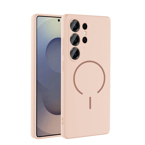 Galaxy S24 Ultra Kılıf M-safe Şarj Özellikli Zore Meta Kılıf - Pembe