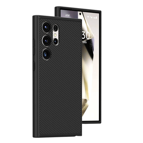 Galaxy S24 Ultra Kılıf M-safe Şarj Özellikli Karbon Fiber Görünümlü Zore T-Karbon Kılıf - Siyah
