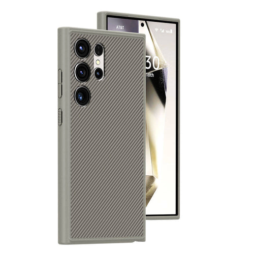 Galaxy S24 Ultra Kılıf M-safe Şarj Özellikli Karbon Fiber Görünümlü Zore T-Karbon Kılıf - Titanyum-Gri