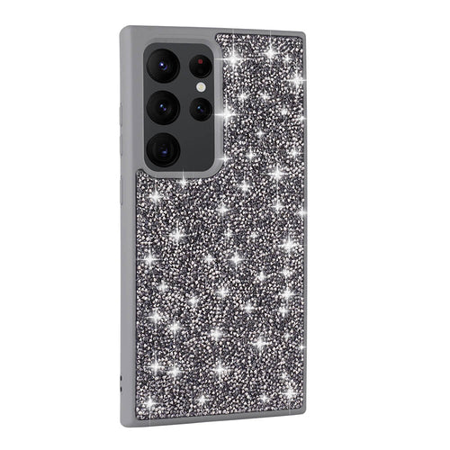 Galaxy S24 Ultra Kılıf Parlak Taşlı Tasarım Zore Pırlanta Kılıf - Gri