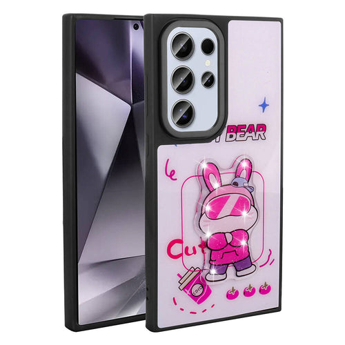 Galaxy S24 Ultra Kılıf Parlayan Kabartmalı İkonik Figürlü Zore Amas Silikon Kılıf - Beyaz