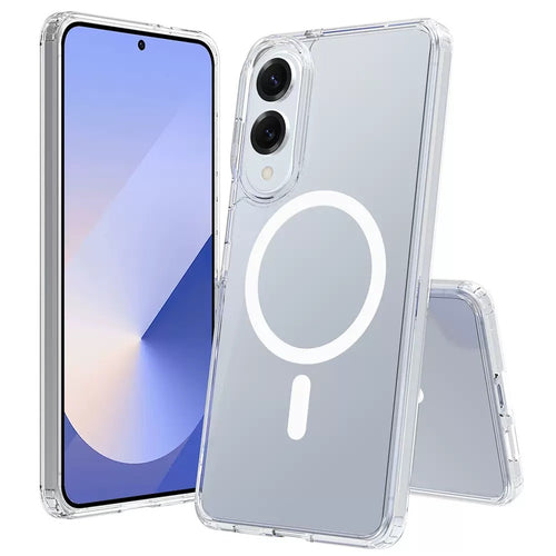 Galaxy S25 Edge Kılıf M-safe Şarj Özellikli Şeffaf Sert PC Zore Embos Kılıf - Şeffaf