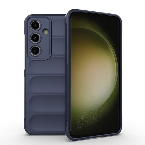 Galaxy S25 FE Kılıf Esnek TPU Oyuklu Arka Yüzey Tasarımlı Zore Etnik Silikon Kılıf - Lacivert