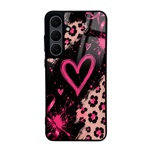 Galaxy S25 FE Kılıf Kamera Korumalı Desenli Zore Lusi Kılıf - Pembe Kalp