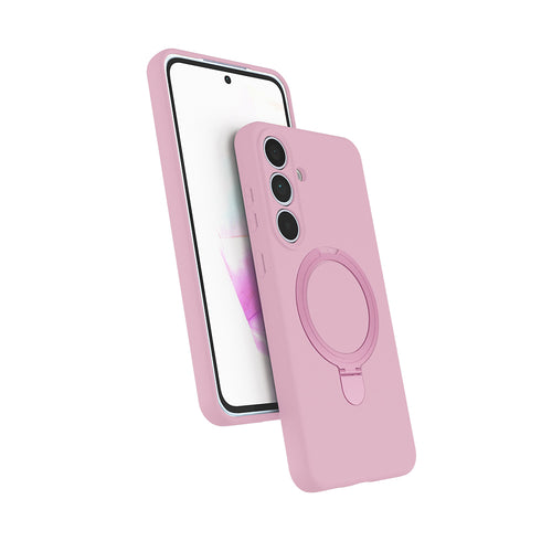 Galaxy S25 FE Kılıf M-safe Şarj Özellikli Standlı Zore Samara Kılıf - Pembe
