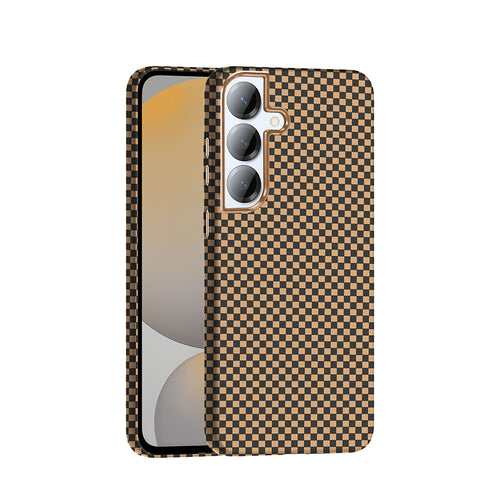 Galaxy S25 Kılıf M-safe Şarj Özellikli Karbon Fiber Görünümlü Zore Gros Kılıf - Desert Titanyum
