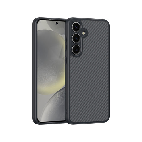 Galaxy S25 Kılıf M-safe Şarj Özellikli Karbon Fiber Tasarımlı Zore Elnino Kılıf - Siyah