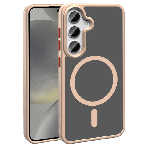 Galaxy S25 Kılıf M-safe Şarj Özellikli Mat Arka Yüzey Zore Sio Kılıf - Rose Gold