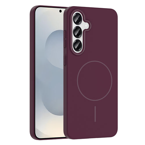 Galaxy S25 Kılıf M-safe Şarj Özellikli Zore Ruby Sert Kılıf - Mürdüm
