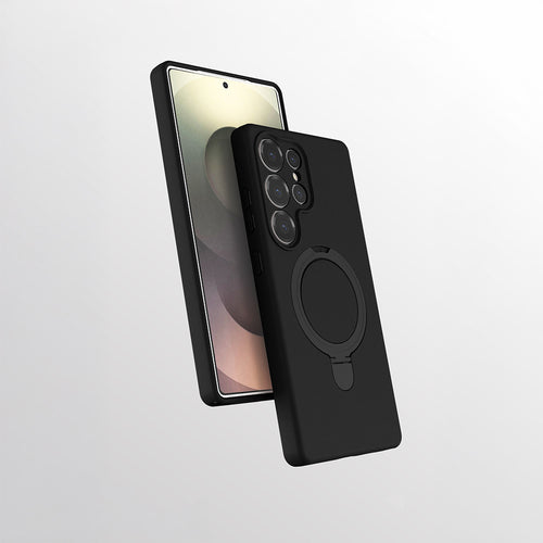 Galaxy S25 Ultra Kılıf M-safe Şarj Özellikli Standlı Zore Samara Kılıf - Siyah
