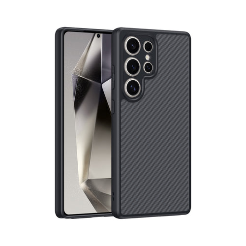 Galaxy S25 Ultra Kılıf M-safe Şarj Özellikli Karbon Fiber Tasarımlı Zore Elnino Kılıf - Siyah