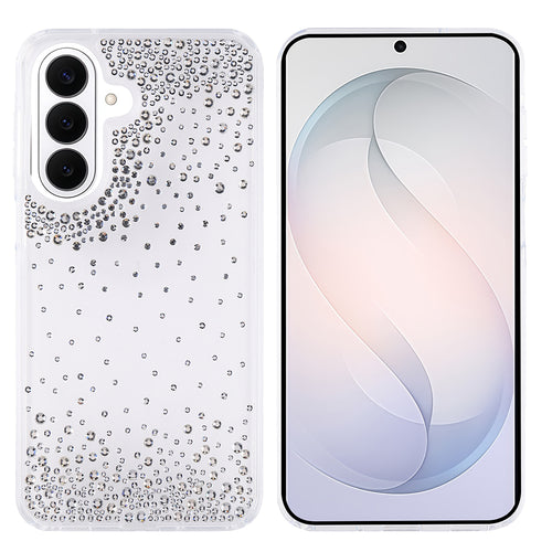 Galaxy S26 Kılıf Airbag Tasarımlı Damla Taşlı Şeffaf Zore Pera Silikon Kılıf - Şeffaf