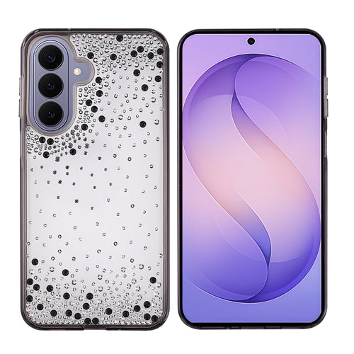 Galaxy S26 Plus Kılıf Airbag Tasarımlı Damla Taşlı Şeffaf Zore Pera Silikon Kılıf - Siyah