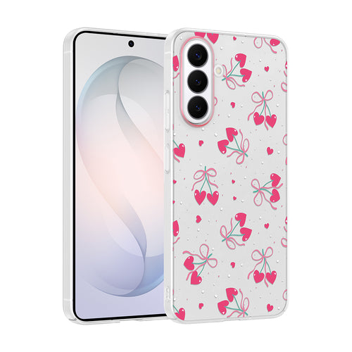 Galaxy S26 Plus Kılıf Kamera Korumalı Desenli Zore Klip Kılıf - Kalpli Kiraz
