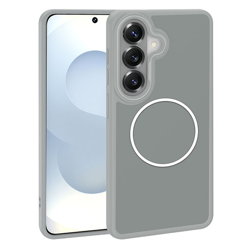 Galaxy S26 Plus Kılıf M-Safe Şarj Özellikli Metal Kamera Çerçeveli Zore Sanremo Silikon Kılıf - Gri