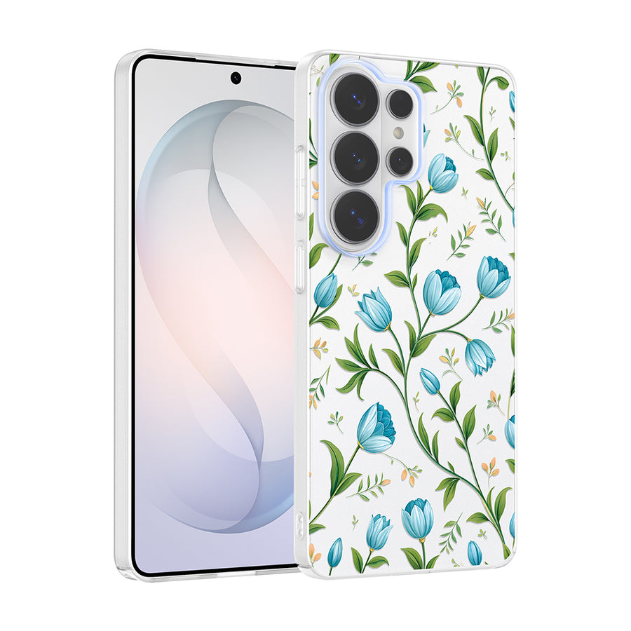 Galaxy S26 Ultra Kılıf Kamera Korumalı Desenli Zore Klip Kılıf - Mavi Lale