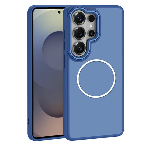 Galaxy S26 Ultra Kılıf M-Safe Şarj Özellikli Metal Kamera Çerçeveli Zore Sanremo Silikon Kılıf - Lacivert