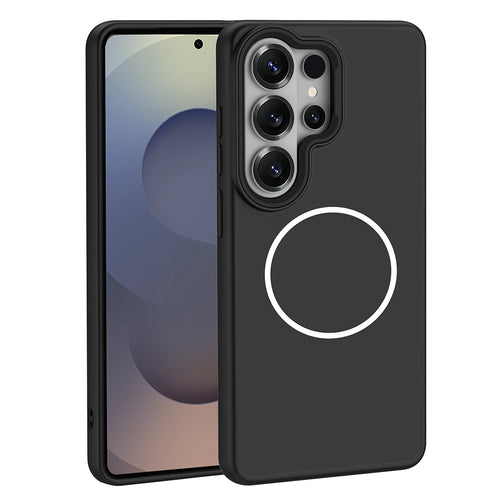 Galaxy S26 Ultra Kılıf M-Safe Şarj Özellikli Metal Kamera Çerçeveli Zore Sanremo Silikon Kılıf - Siyah