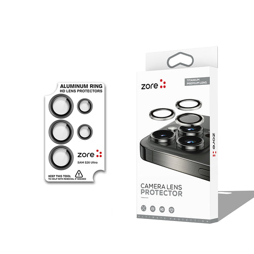 Galaxy S26 Ultra Zore CL-12 Premium Safir Parmak İzi Bırakmayan Anti-Reflective Kamera Lens Koruyucu - Siyah