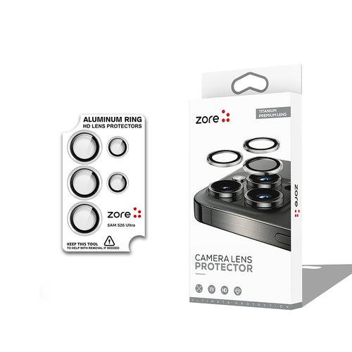 Galaxy S26 Ultra Zore CL-12 Premium Safir Parmak İzi Bırakmayan Anti-Reflective Kamera Lens Koruyucu - Gümüş