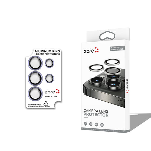 Galaxy S26 Ultra Zore CL-12 Premium Safir Parmak İzi Bırakmayan Anti-Reflective Kamera Lens Koruyucu - Mor