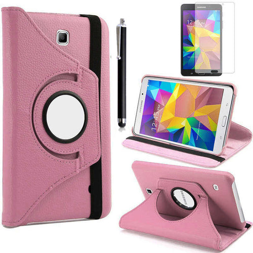 Galaxy Tab 4 7.0 T230 Zore Dönebilen Standlı Kılıf - Pembe Açık