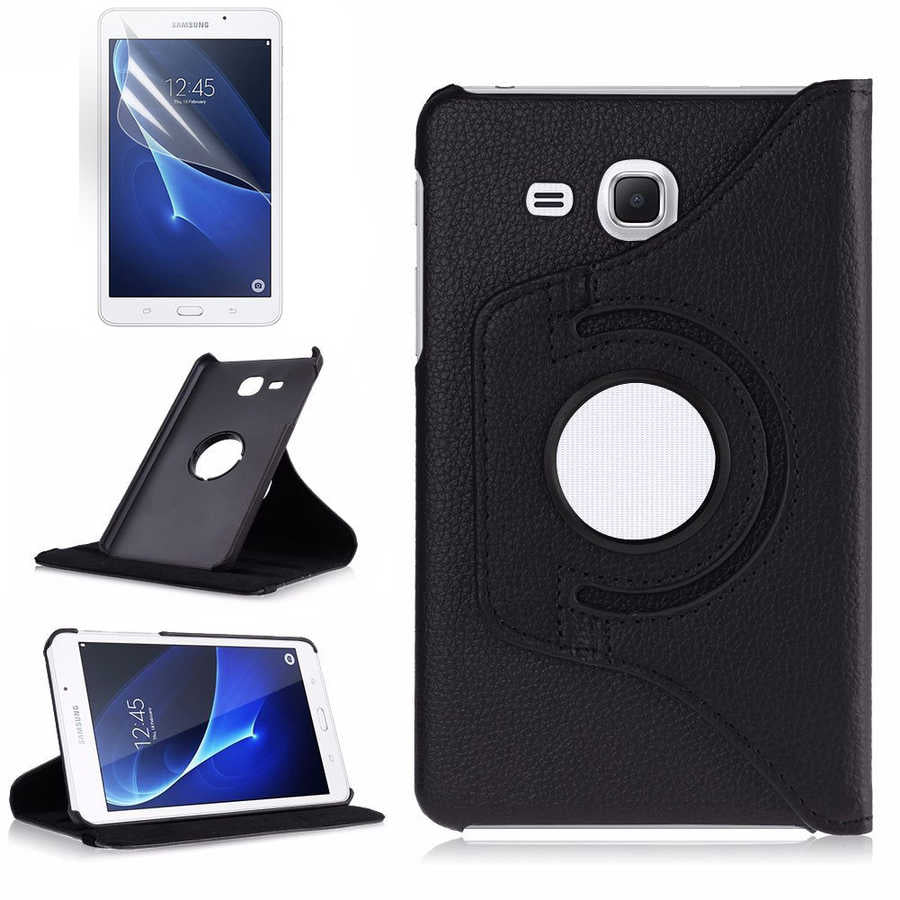 Galaxy Tab 4 T280 Zore Dönebilen Standlı Kılıf - Siyah