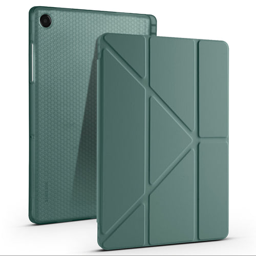 Galaxy Tab A11 Plus Kılıf Zore Tri Folding Kalem Bölmeli Standlı Kılıf - Koyu Yeşil
