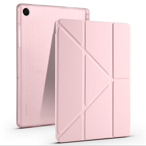 Galaxy Tab A11 Plus Kılıf Zore Tri Folding Kalem Bölmeli Standlı Kılıf - Rose Gold