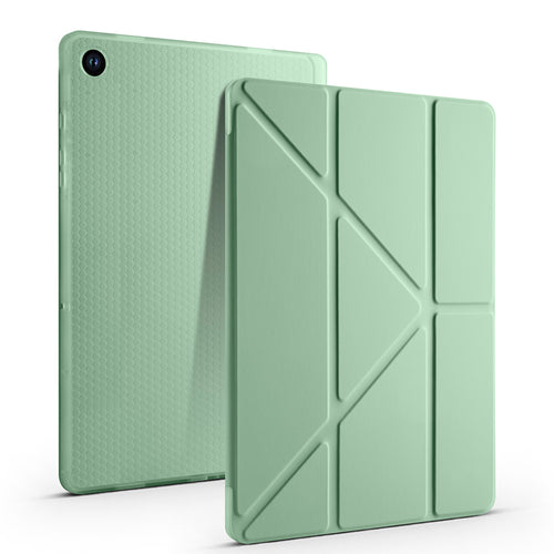 Galaxy Tab A11 Plus Kılıf Zore Tri Folding Kalem Bölmeli Standlı Kılıf - Açık Yeşil