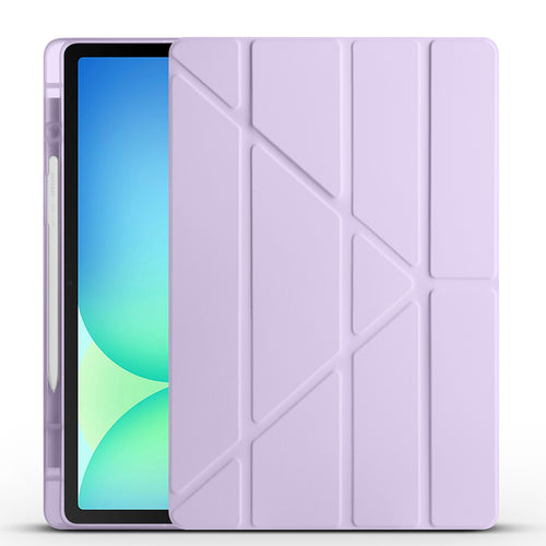 Galaxy Tab S10 FE Plus Kılıf Zore Tri Folding Kalem Bölmeli Standlı Kılıf - Lila