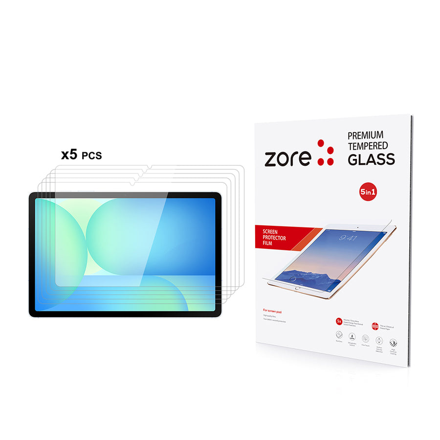 Galaxy Tab S10 FE Plus Zore 5in1 Tablet Temperli Cam Ekran Koruyucu - Şeffaf