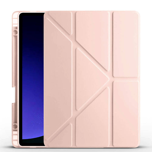 Galaxy Tab S10 Lite Kılıf Zore Tri Folding Kalem Bölmeli Standlı Kılıf - Rose Gold