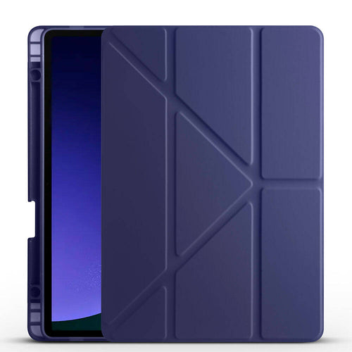 Galaxy Tab S10 Lite Kılıf Zore Tri Folding Kalem Bölmeli Standlı Kılıf - Lacivert
