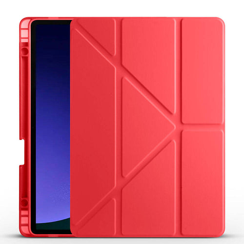 Galaxy Tab S10 Lite Kılıf Zore Tri Folding Kalem Bölmeli Standlı Kılıf - Kırmızı