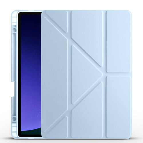 Galaxy Tab S10 Lite Kılıf Zore Tri Folding Kalem Bölmeli Standlı Kılıf - Mavi